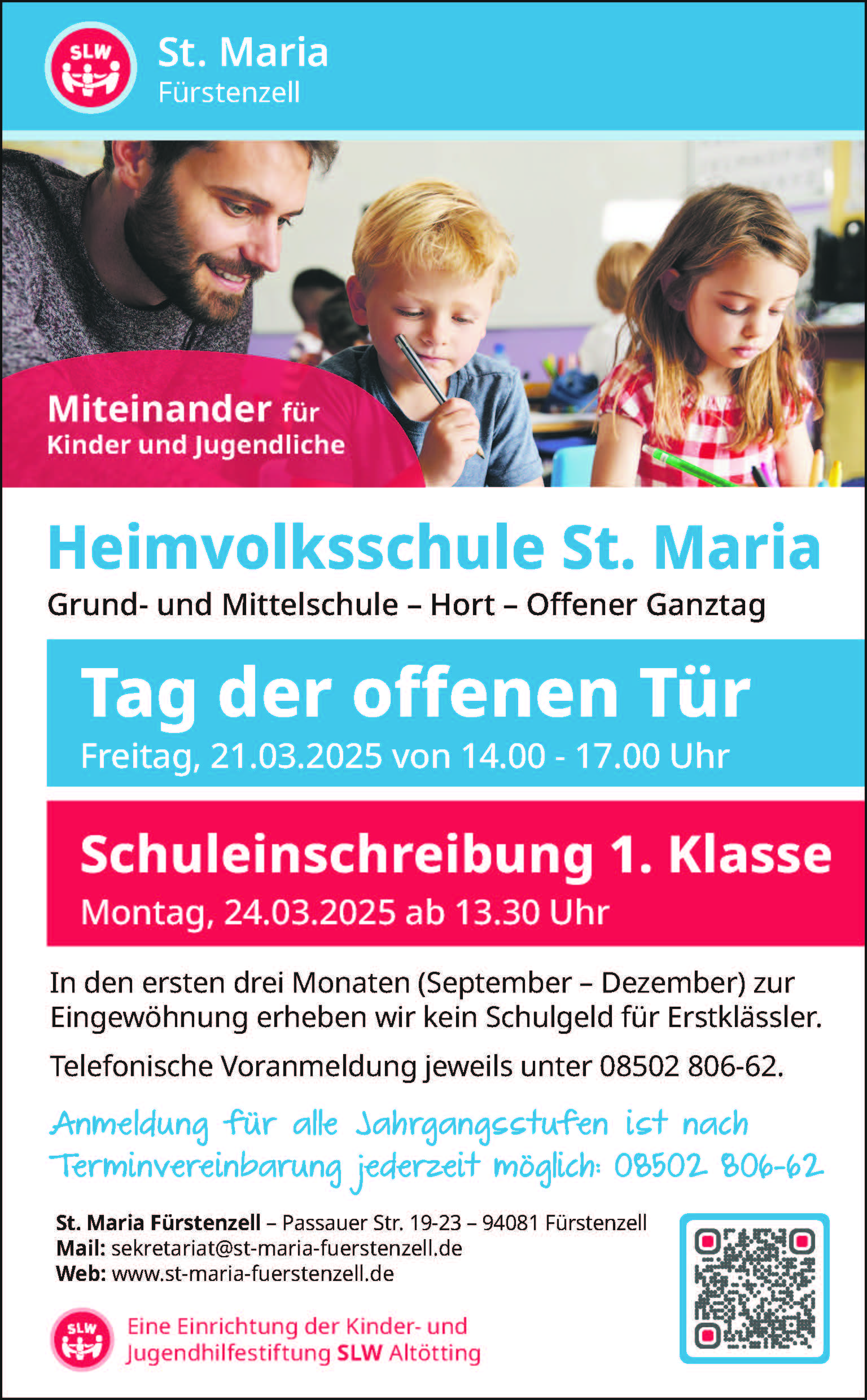 Tag der offenen Tür 21.03.2025 und Schuleinschreibung 1. Klasse 24.03.2025